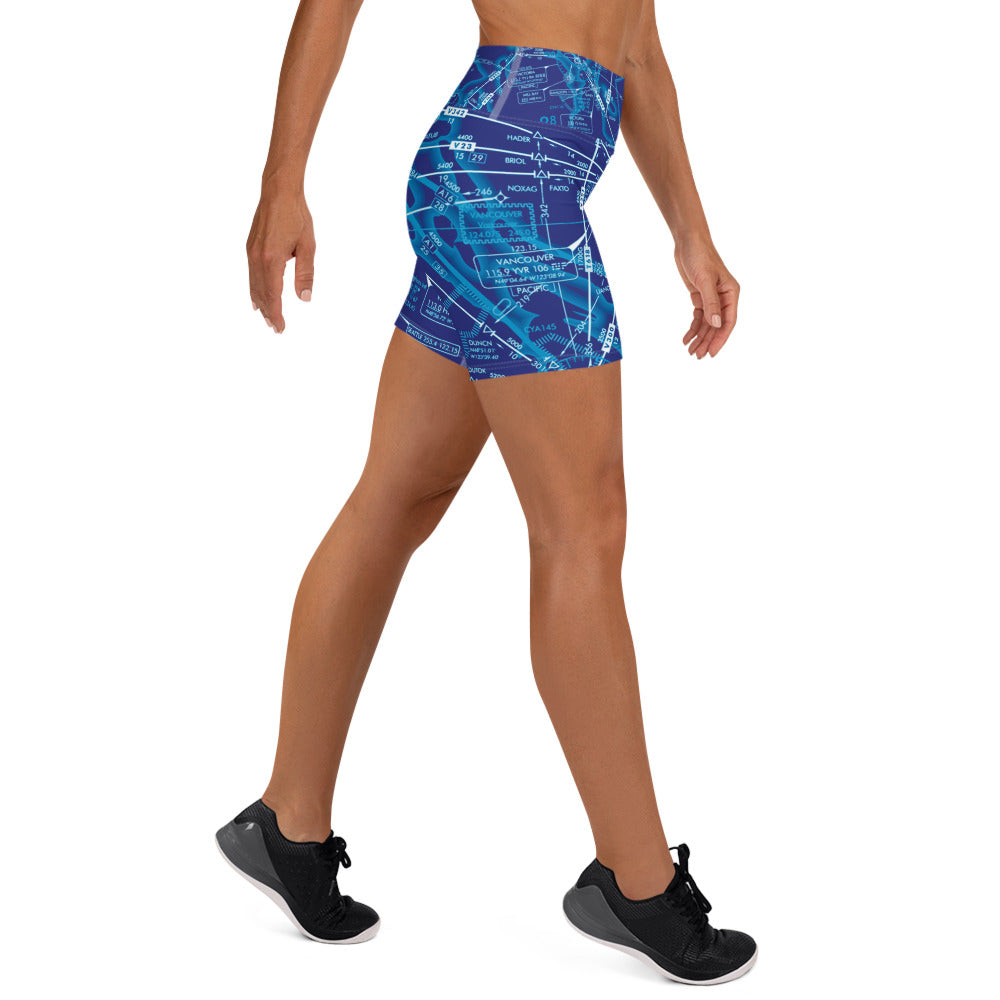 Enroute Low Altitude Chart yoga shorts (blue)