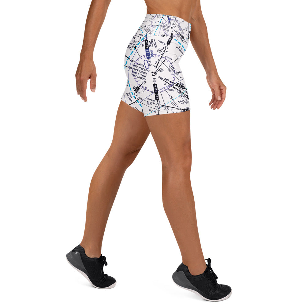 Enroute Low Altitude Chart yoga shorts (white)