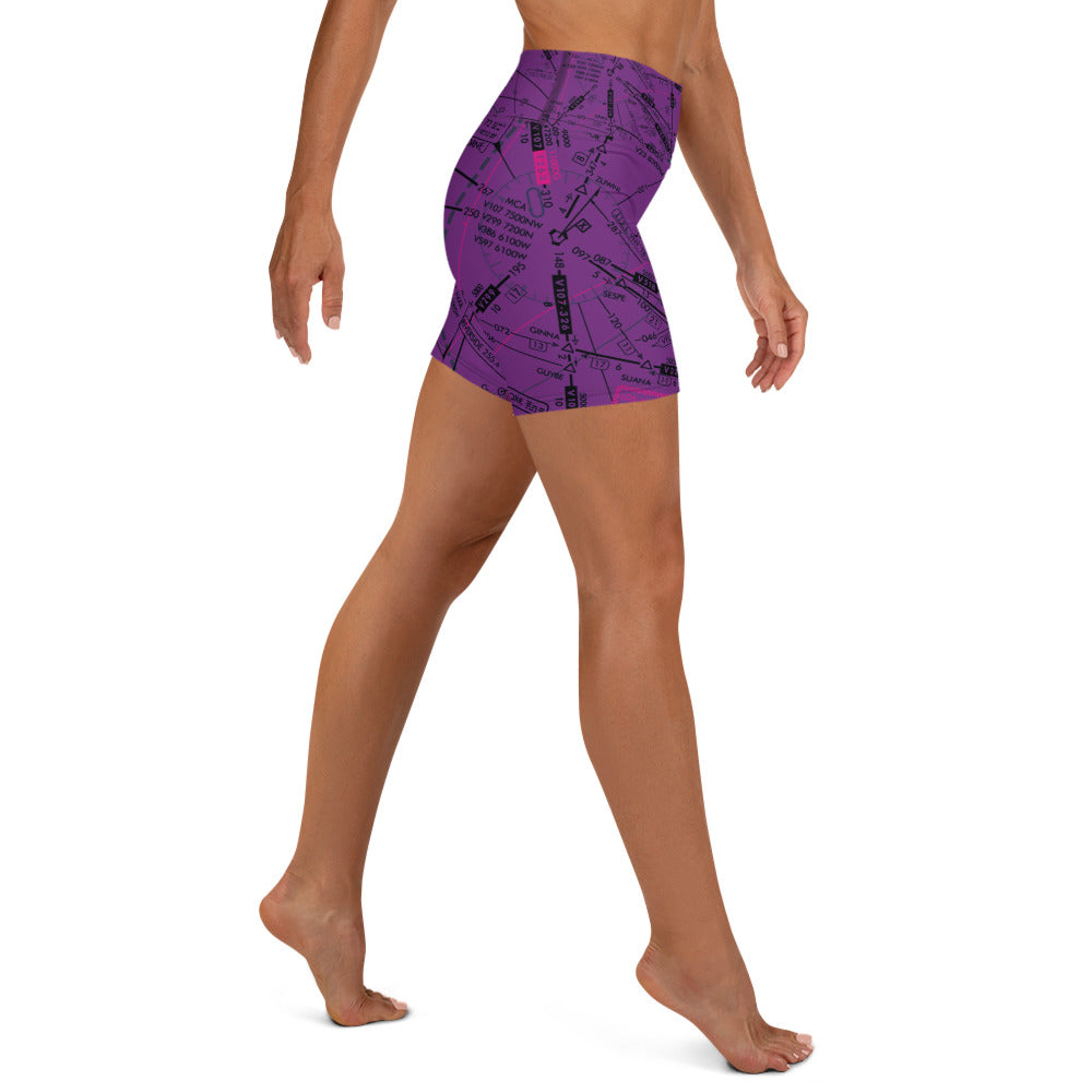 Enroute Low Altitude Chart yoga shorts (purple)