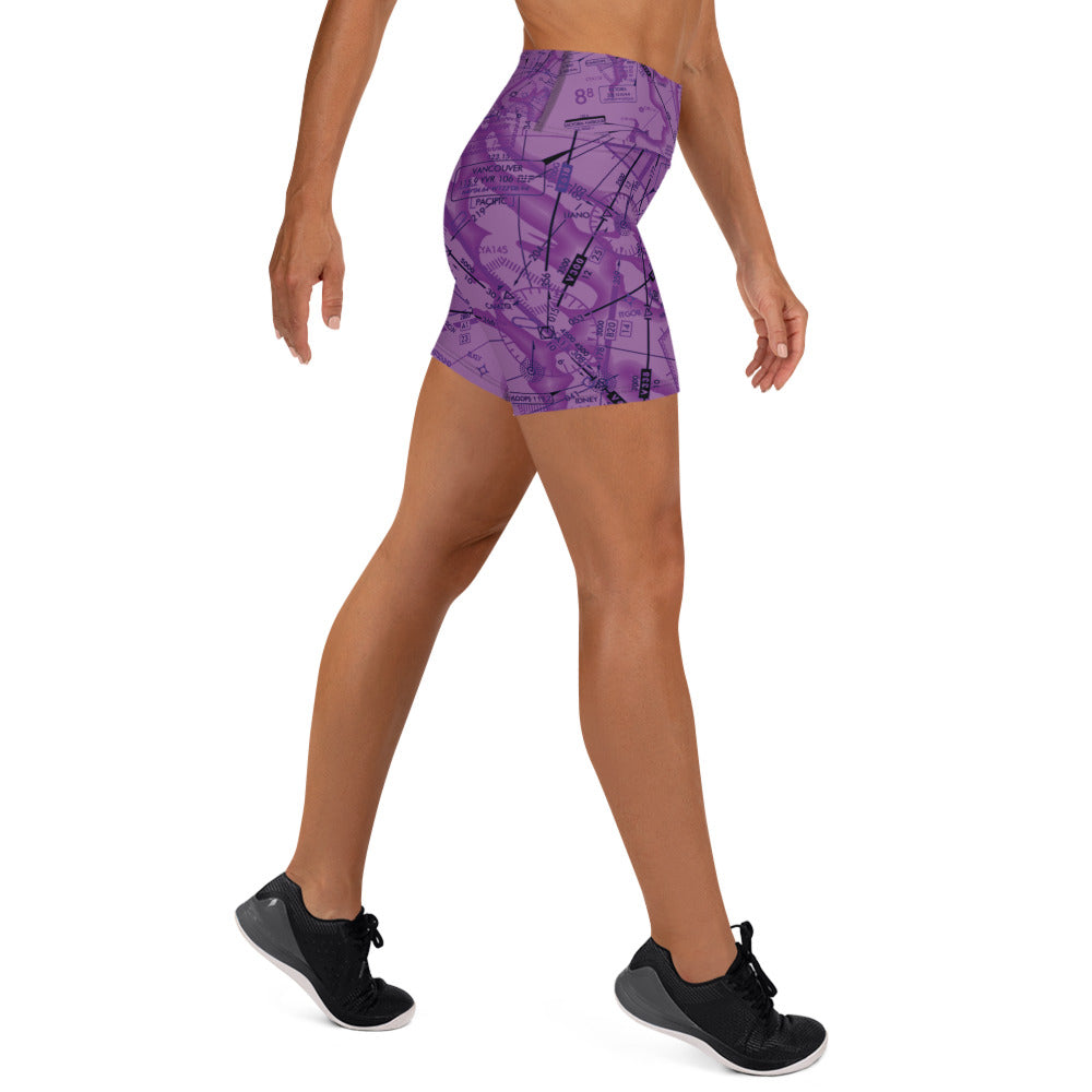Enroute Low Altitude Chart yoga shorts (purple)