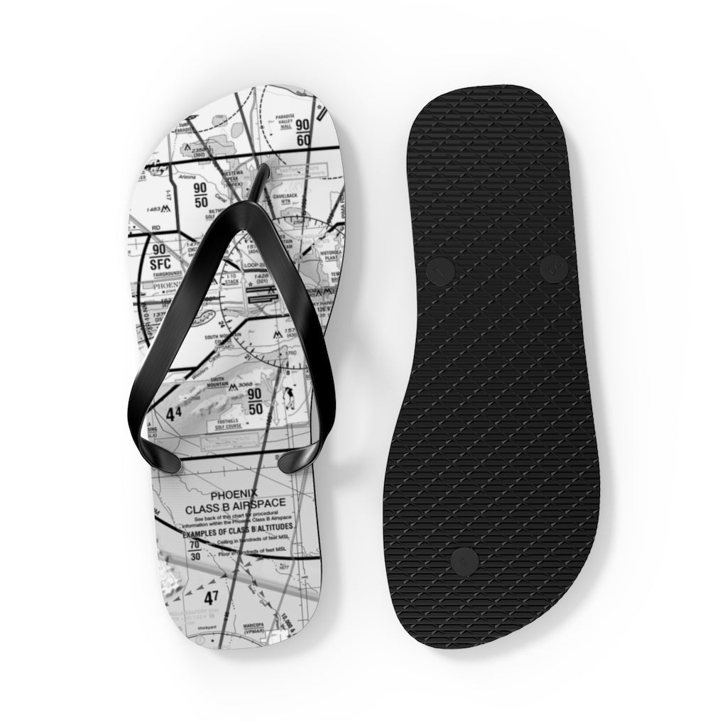 Aeronautical Chart Flip-Flops (PHX/b&w)