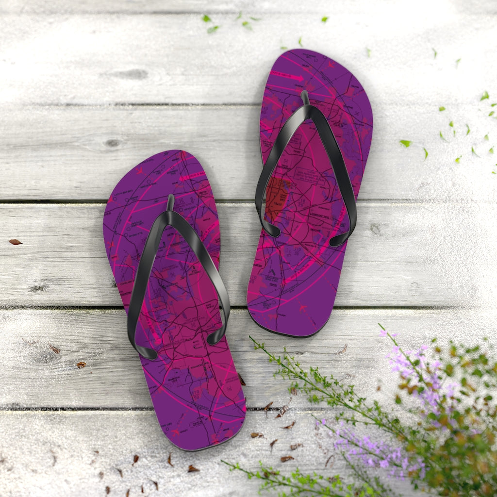 Aeronautical Chart Flip-Flops (DFW/purple)