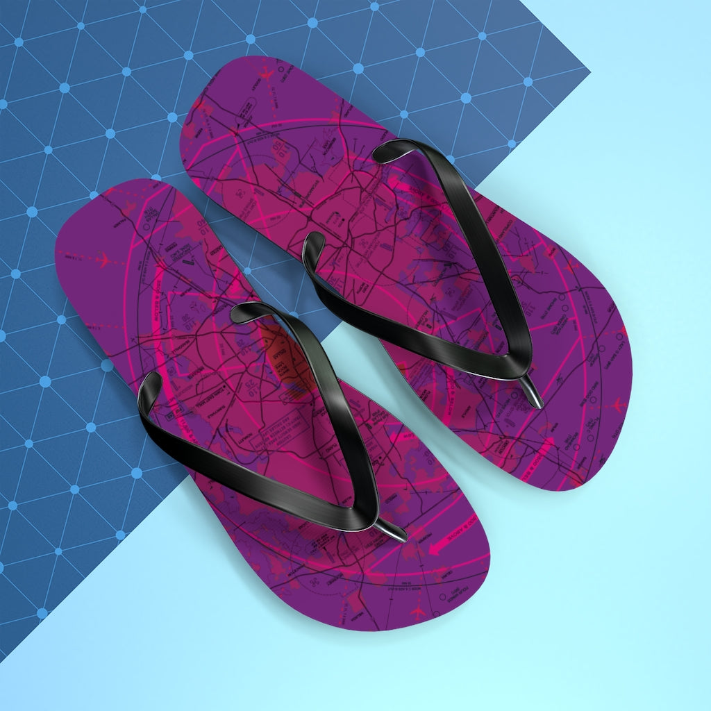 Aeronautical Chart Flip-Flops (DFW/purple)