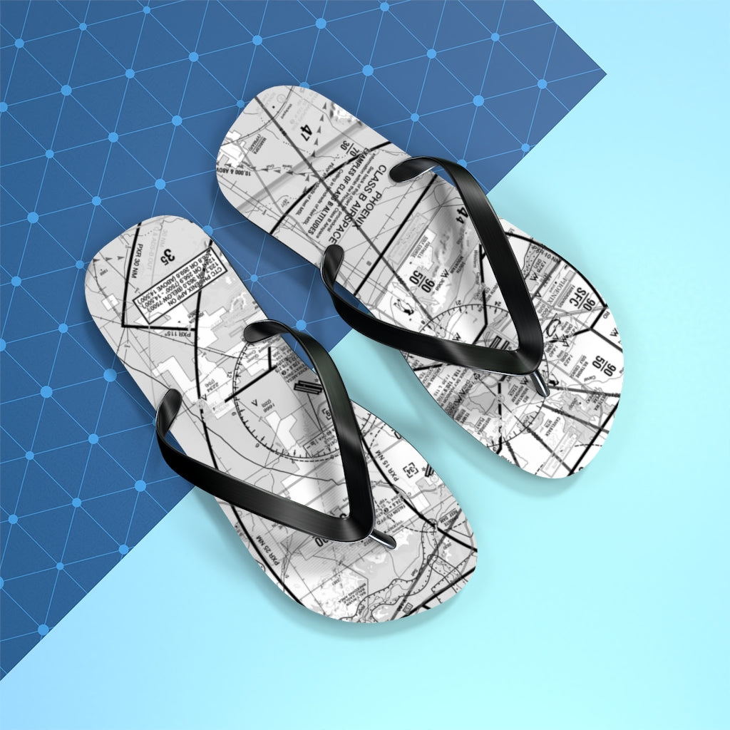 Aeronautical Chart Flip-Flops (PHX/b&w)