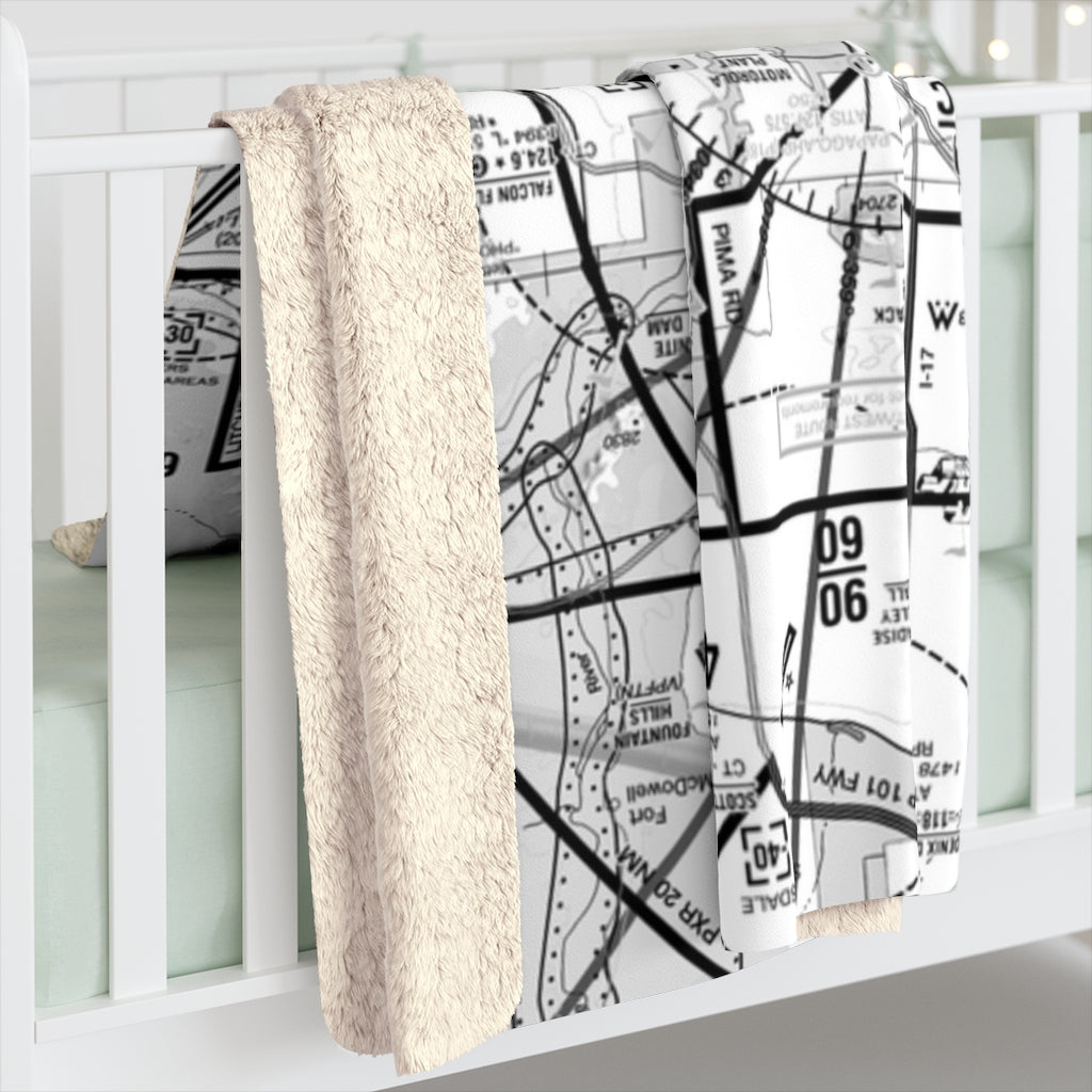 Phoenix TAC Chart sherpa fleece blanket (b&w)