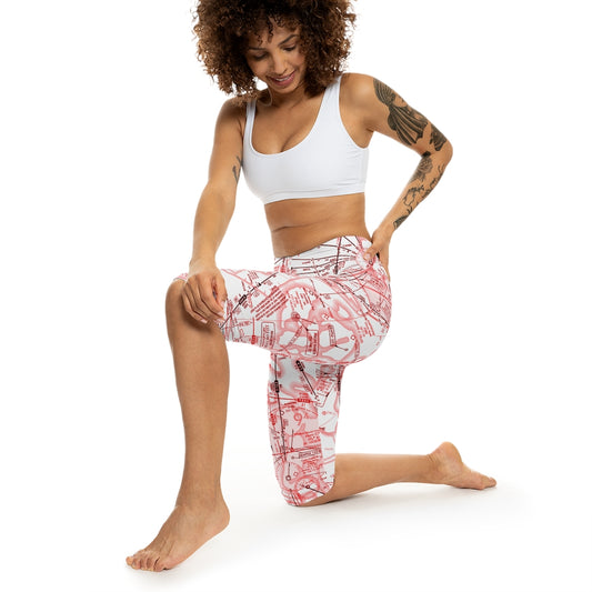 Enroute Low Altitude Chart capri leggings (red&white)