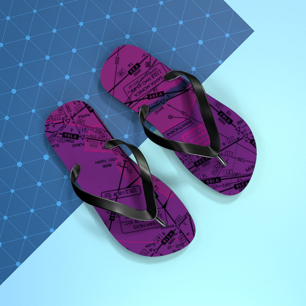 Aeronautical Chart Flip-Flops (ELUS3/purple)