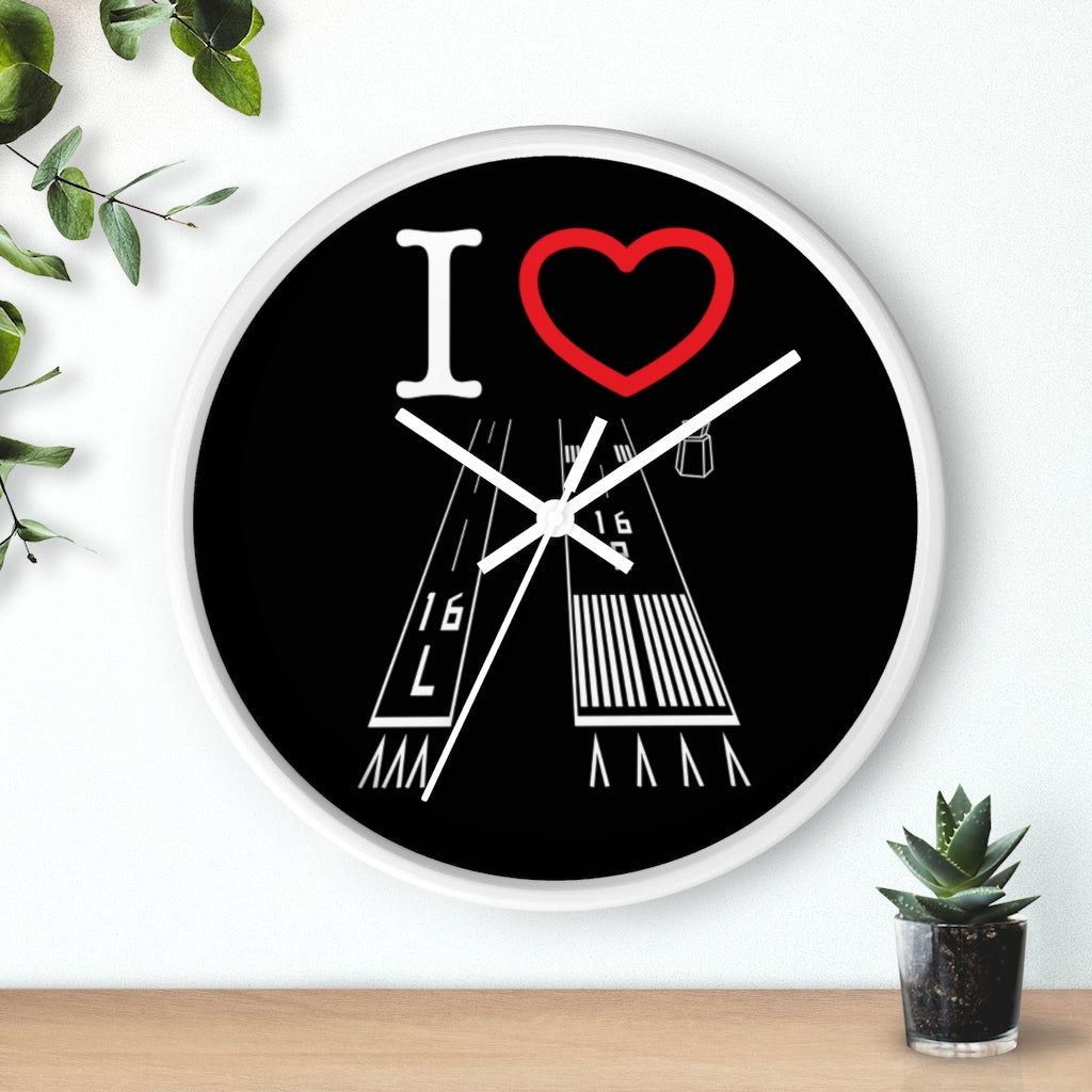 Van Nuys Airport Runways 16L - 16R wall clock (black)