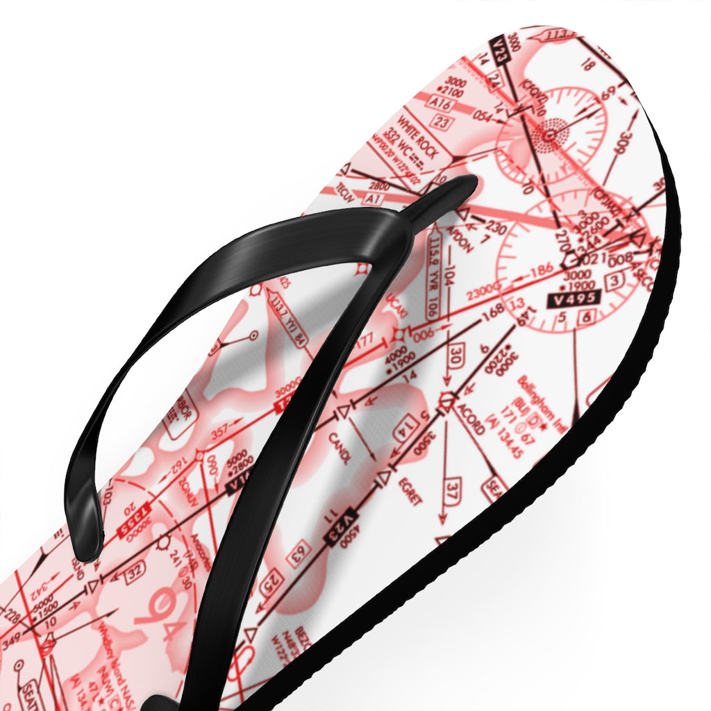 Aeronautical Chart Flip-Flops (red&white)