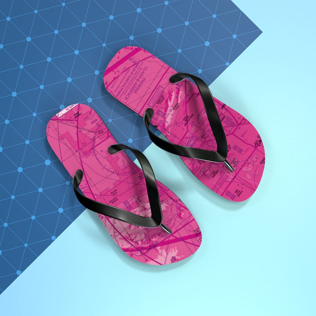 Aeronautical Chart Flip-Flops (PHX/pink)