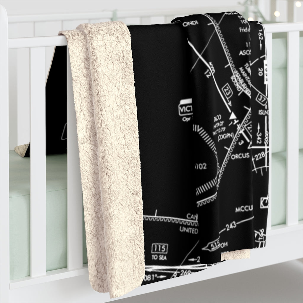 Enroute Low Altitude (ELUS1) sherpa fleece blanket (black&white)