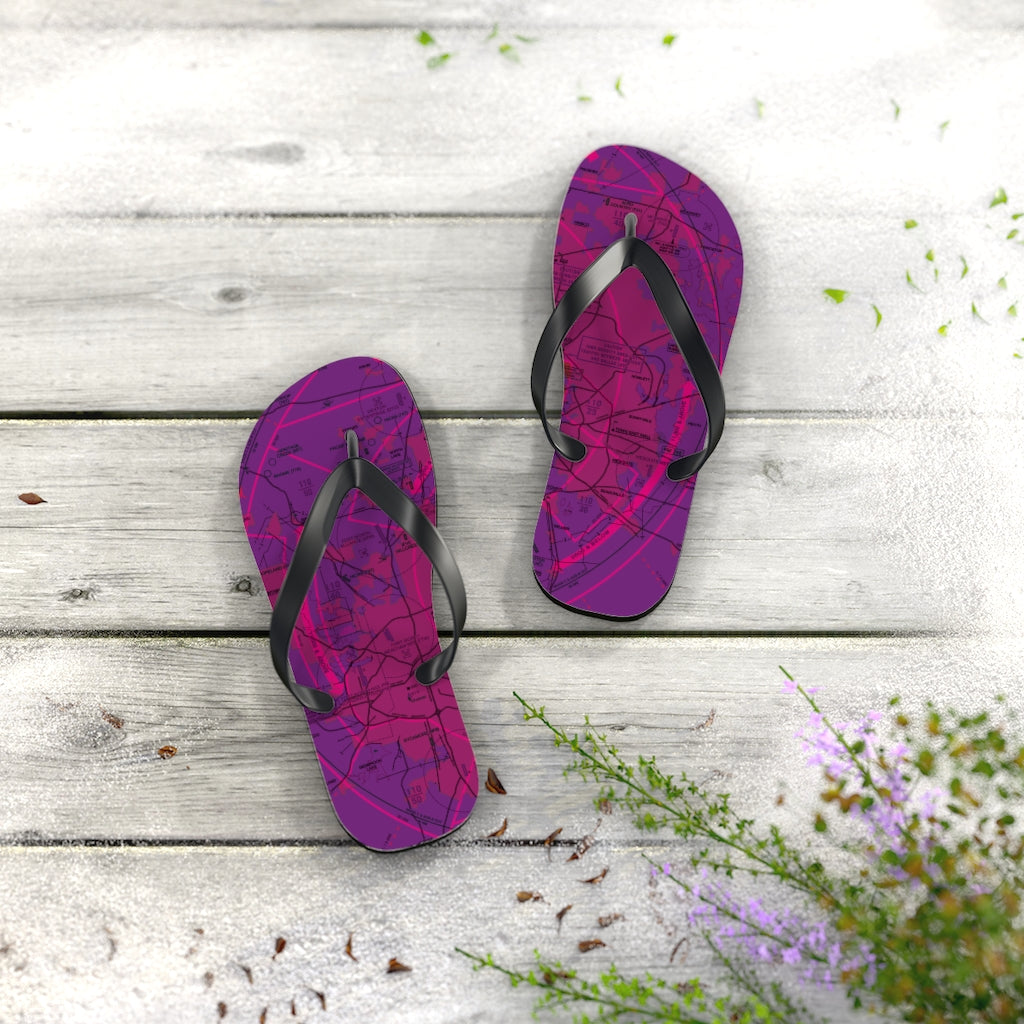 Aeronautical Chart Flip-Flops (DFW/purple)