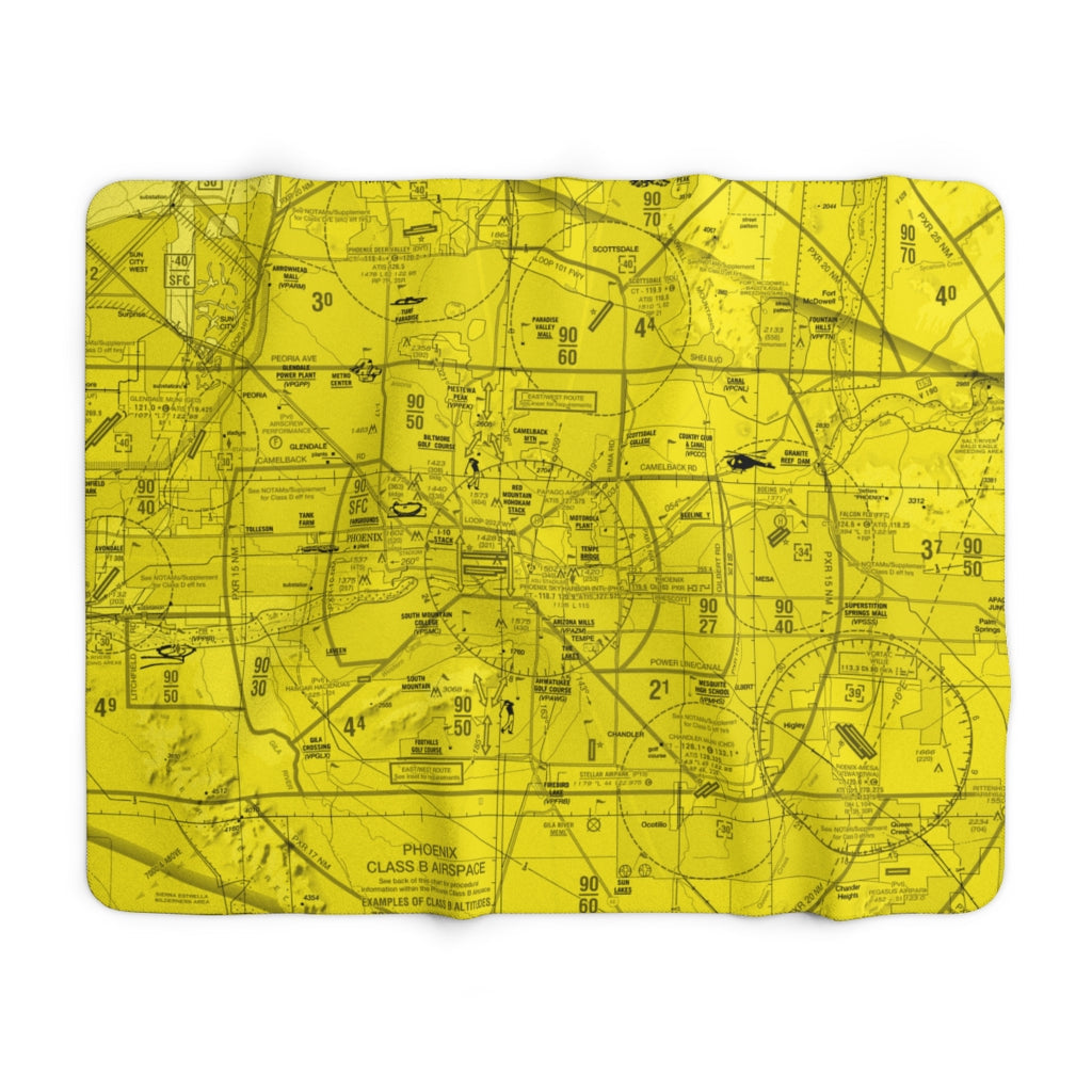 Phoenix TAC Chart sherpa fleece blanket (yellow)
