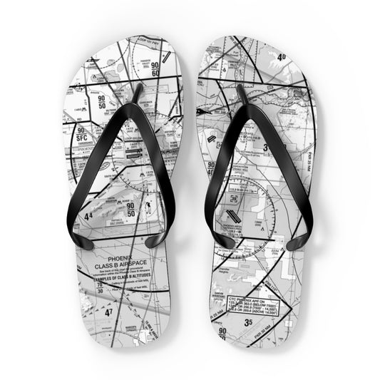 Aeronautical Chart Flip-Flops (PHX/b&w)