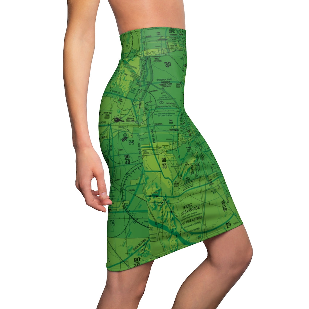 Phoenix TAC Chart - women's pencil skirt (green)