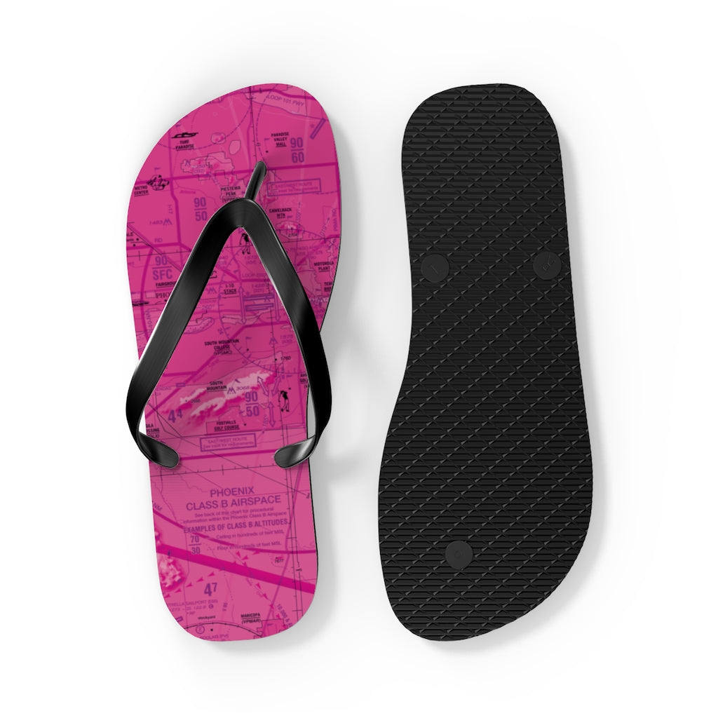 Aeronautical Chart Flip-Flops (PHX/pink)