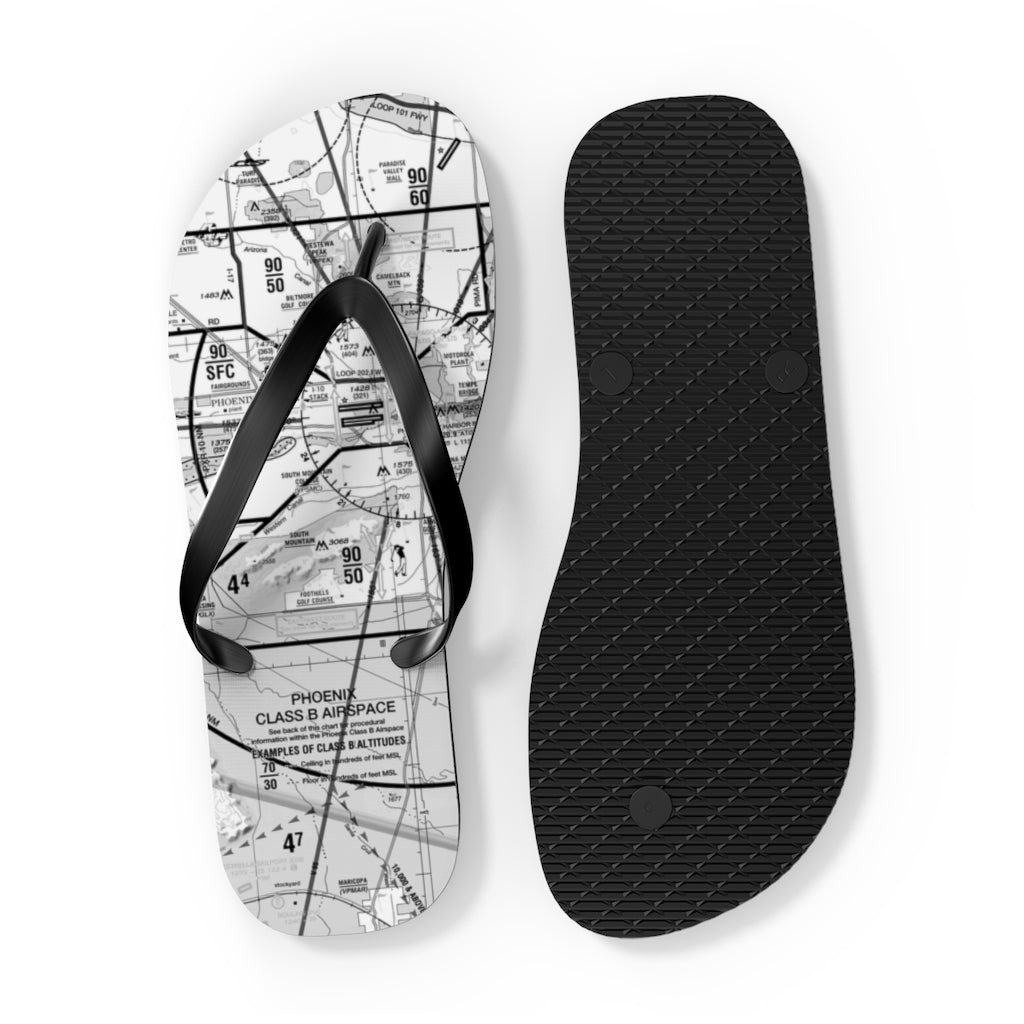 Aeronautical Chart Flip-Flops (PHX/b&w)