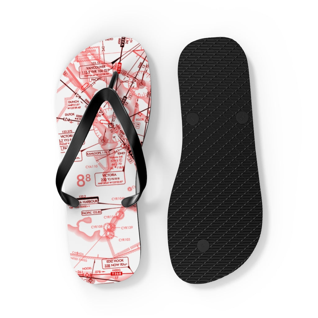 Aeronautical Chart Flip-Flops (red&white)
