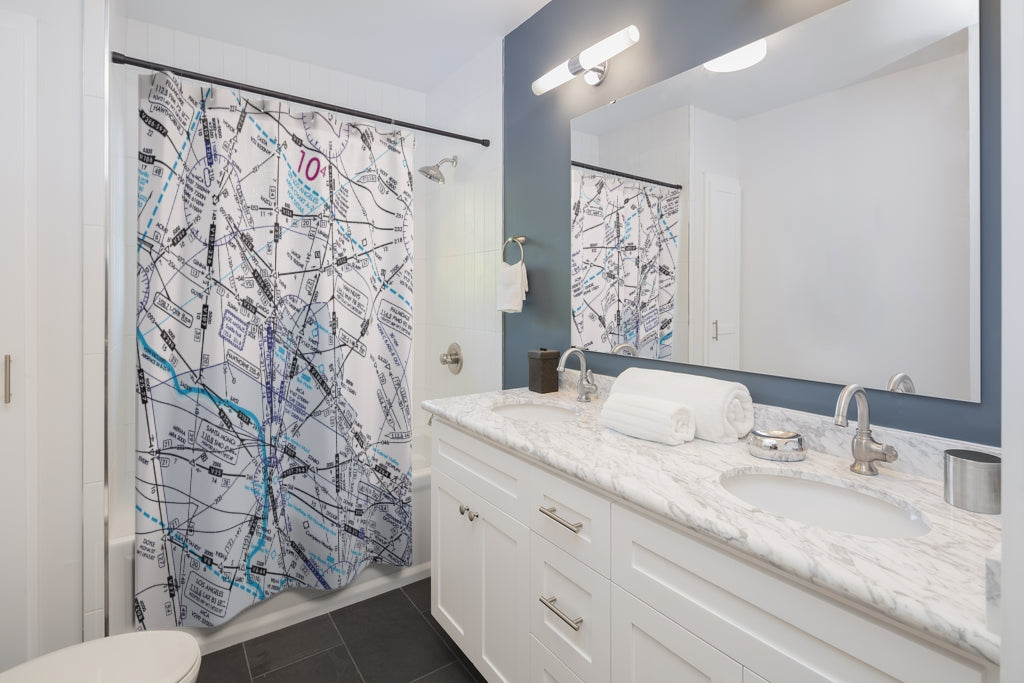 Aeronautical Chart shower curtain (ELUS3/white)