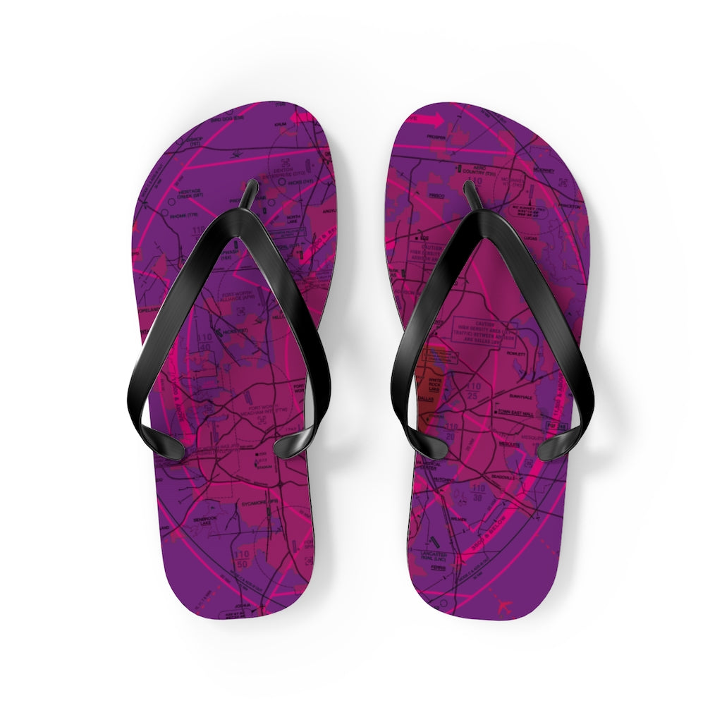 Aeronautical Chart Flip-Flops (DFW/purple)