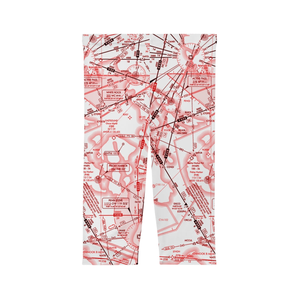 Enroute Low Altitude Chart capri leggings (red&white)