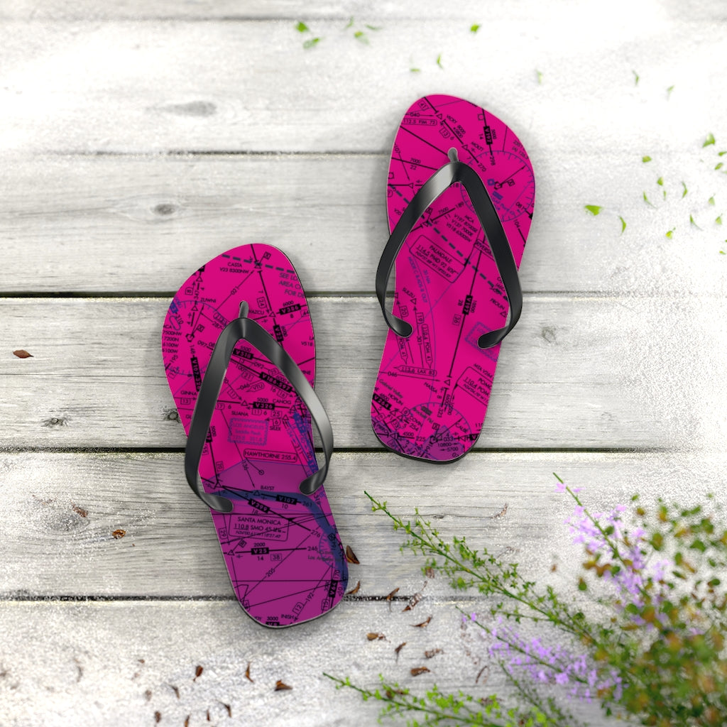 Aeronautical Chart Flip-Flops (ELUS3/pink)