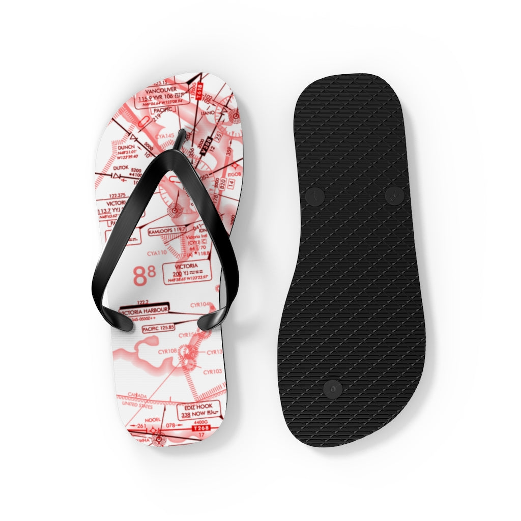 Aeronautical Chart Flip-Flops (red&white)