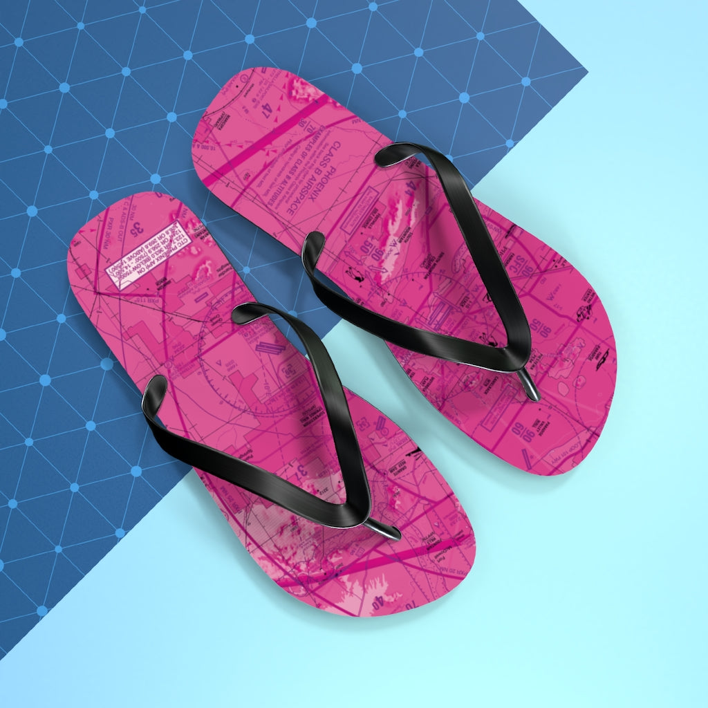Aeronautical Chart Flip-Flops (PHX/pink)