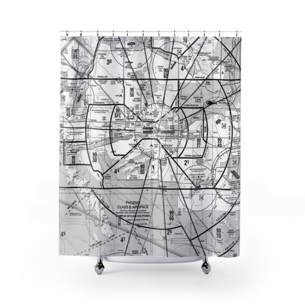 Aeronautical Chart shower curtain (KPHX/b&w)