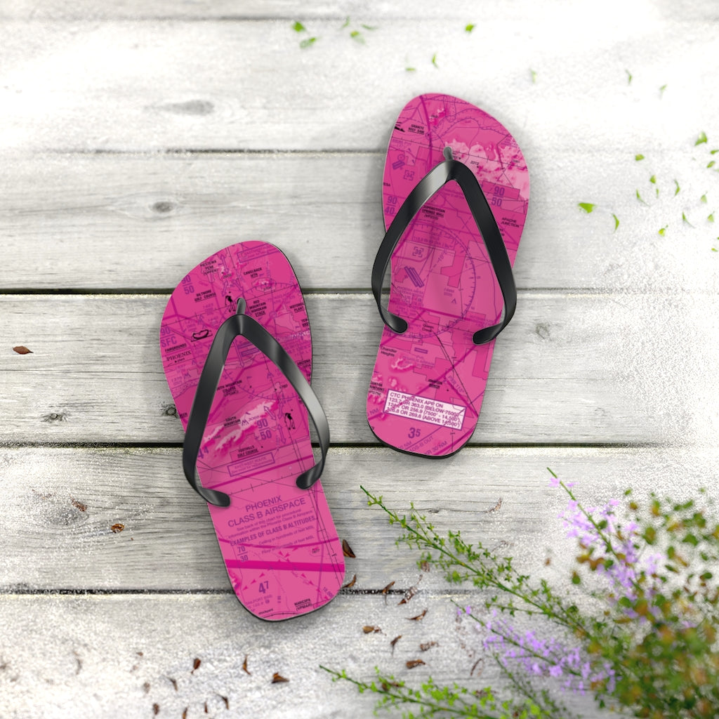 Aeronautical Chart Flip-Flops (PHX/pink)