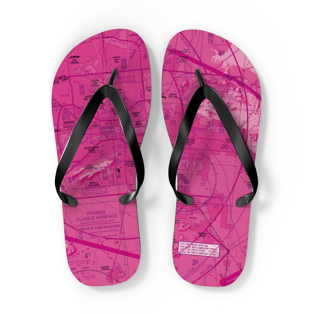 Aeronautical Chart Flip-Flops (PHX/pink)