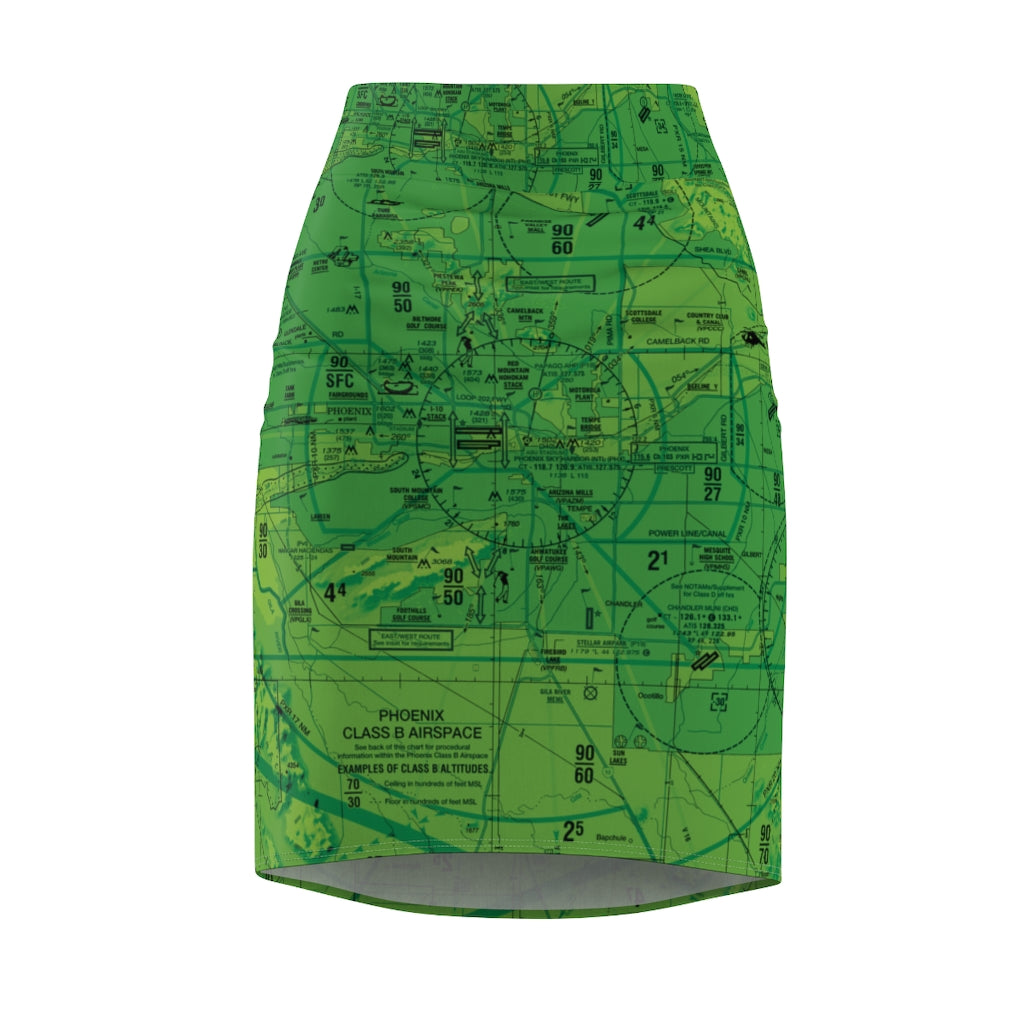Phoenix TAC Chart - women's pencil skirt (green)