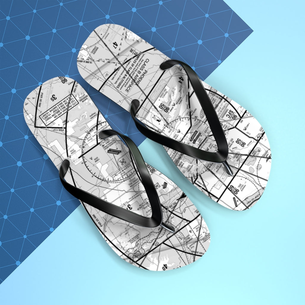 Aeronautical Chart Flip-Flops (PHX/b&w)