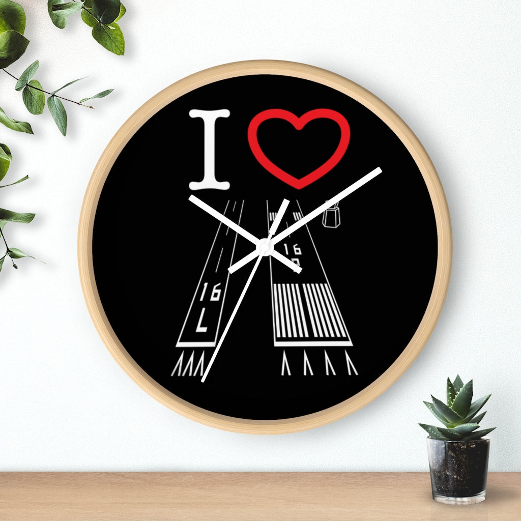 Van Nuys Airport Runways 16L - 16R wall clock (black)