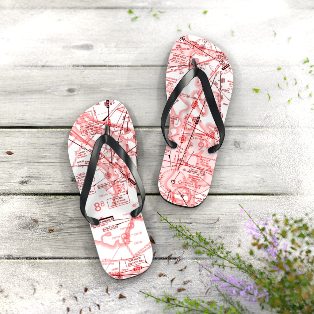Aeronautical Chart Flip-Flops (red&white)