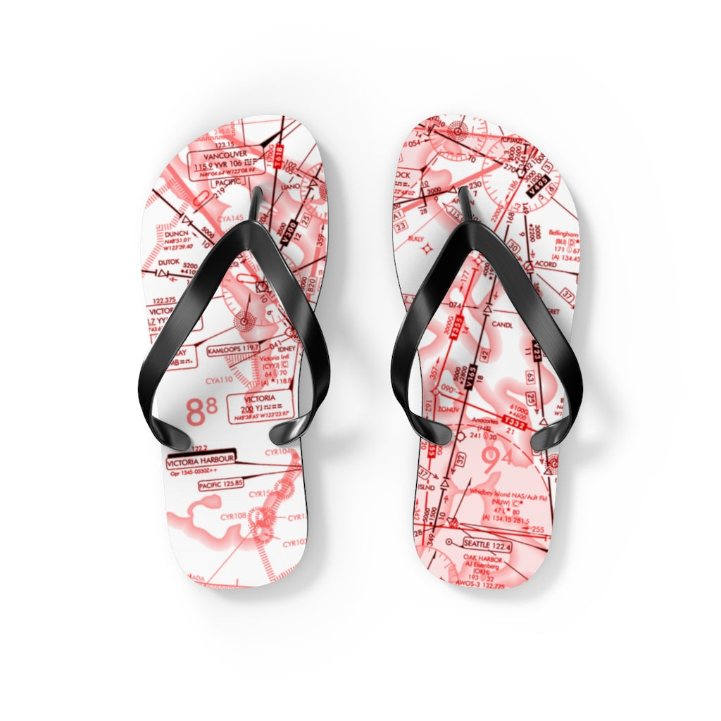 Aeronautical Chart Flip-Flops (red&white)