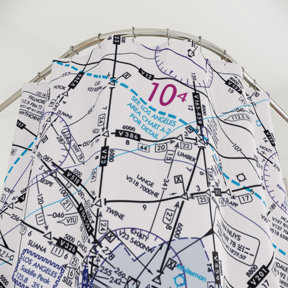 Aeronautical Chart shower curtain (ELUS3/white)