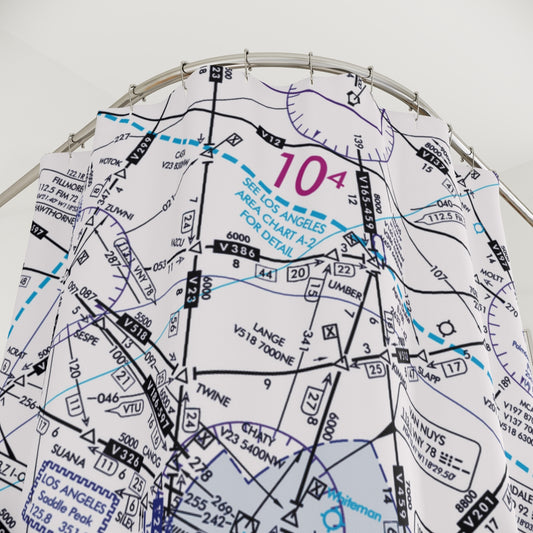 Aeronautical Chart shower curtain (ELUS3/white)