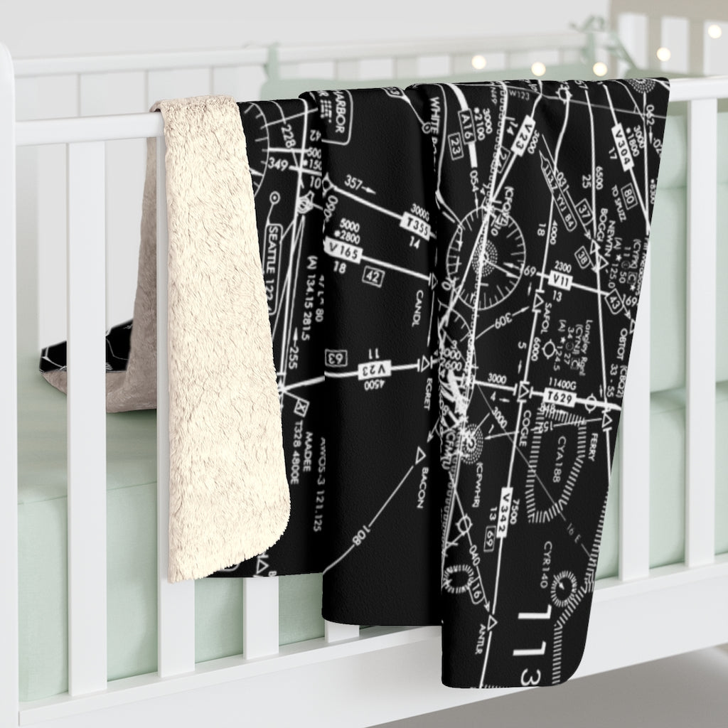 Enroute Low Altitude (ELUS1) sherpa fleece blanket (black&white)