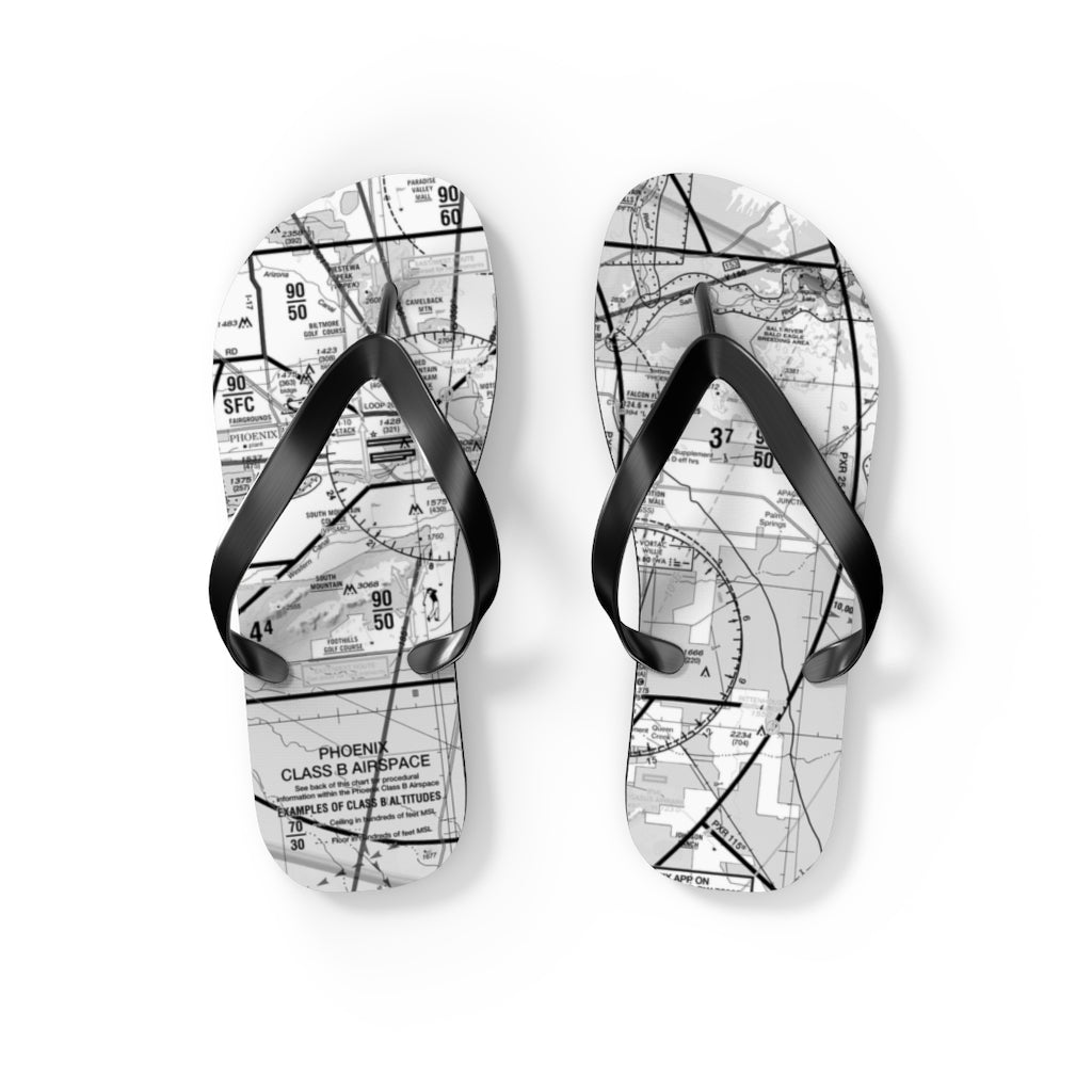 Aeronautical Chart Flip-Flops (PHX/b&w)