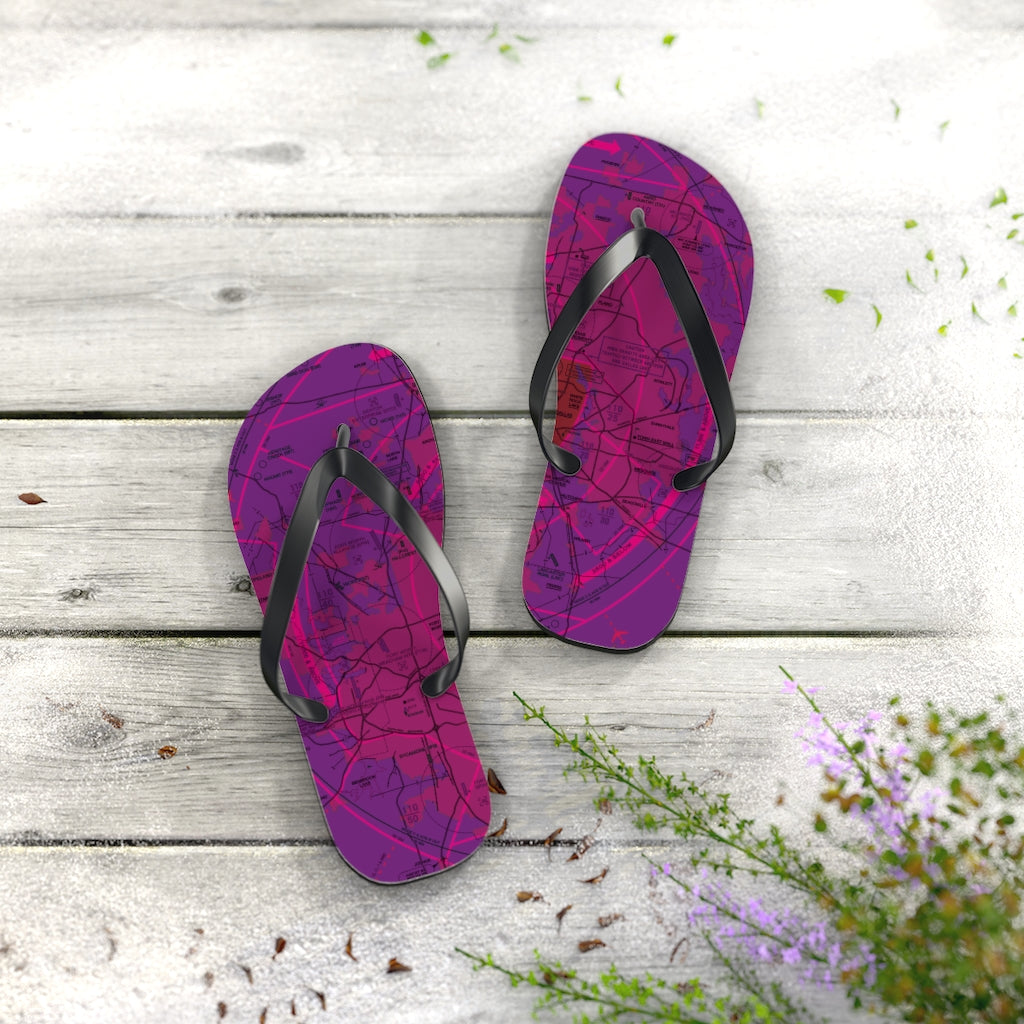 Aeronautical Chart Flip-Flops (DFW/purple)