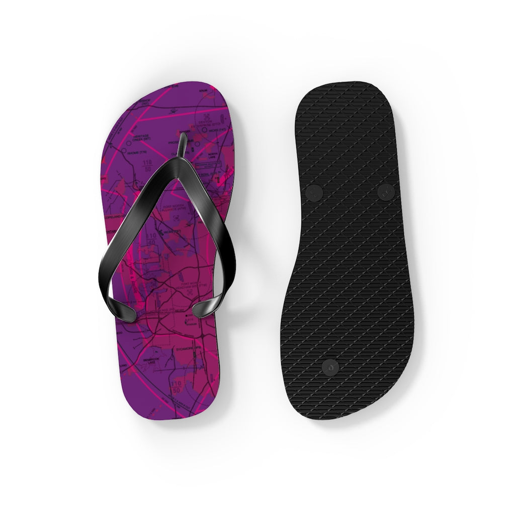 Aeronautical Chart Flip-Flops (DFW/purple)