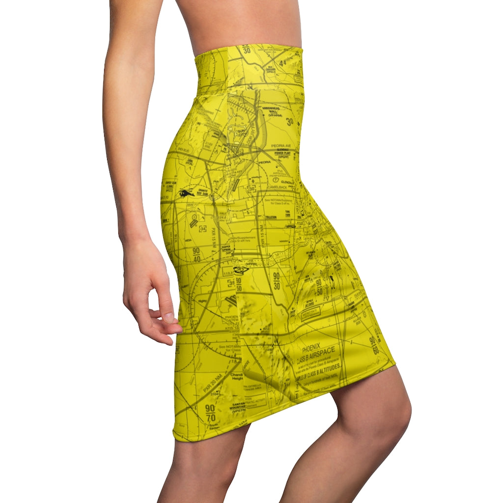 Phoenix TAC Chart - women's pencil skirt (yellow)