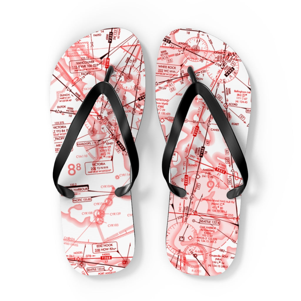 Aeronautical Chart Flip-Flops (red&white)