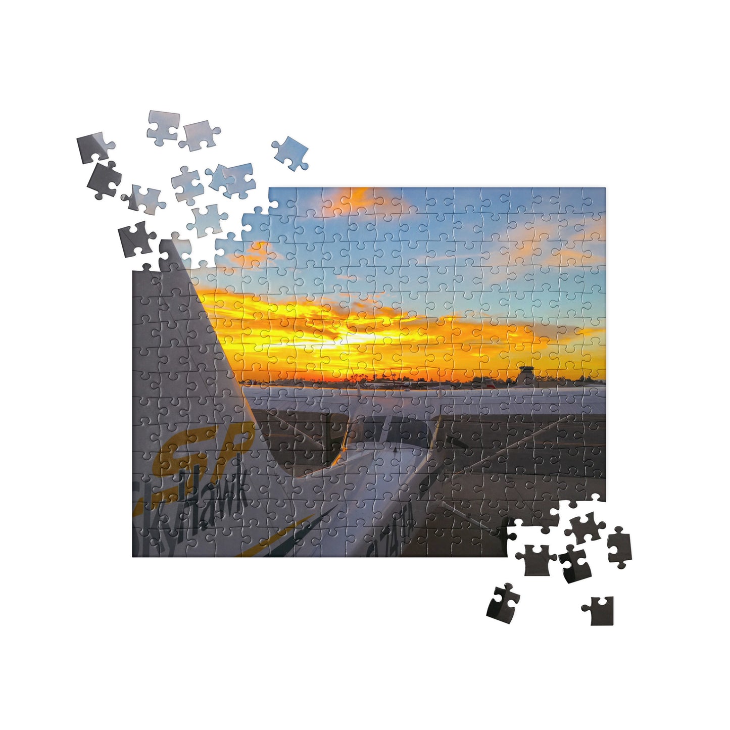 Skyhawk at dusk at Santa Monica Airport jigsaw puzzle