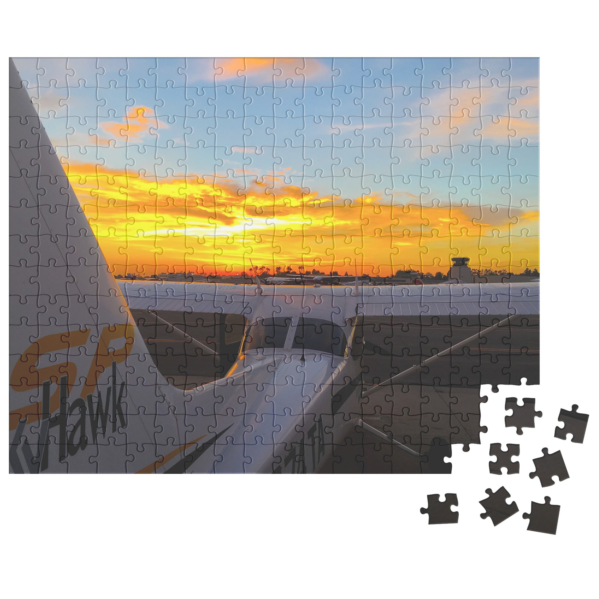 Skyhawk at dusk at Santa Monica Airport jigsaw puzzle