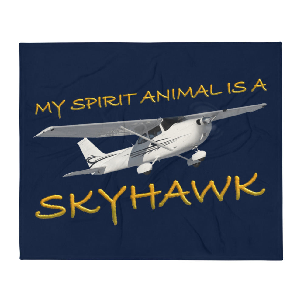 My Spirit Animal is a Skyhawk navy throw blanket