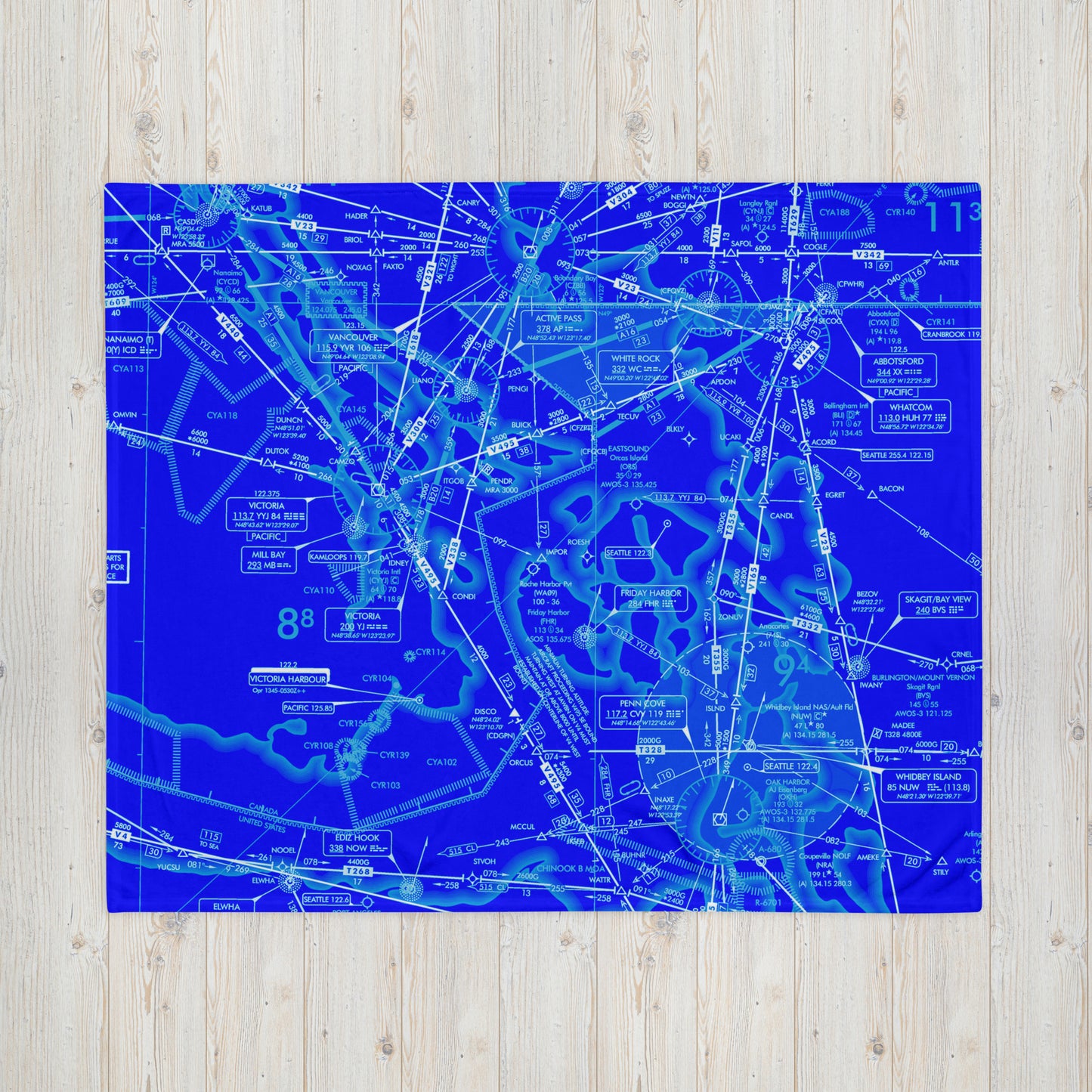 Aeronautical Chart throw blanket (blue)