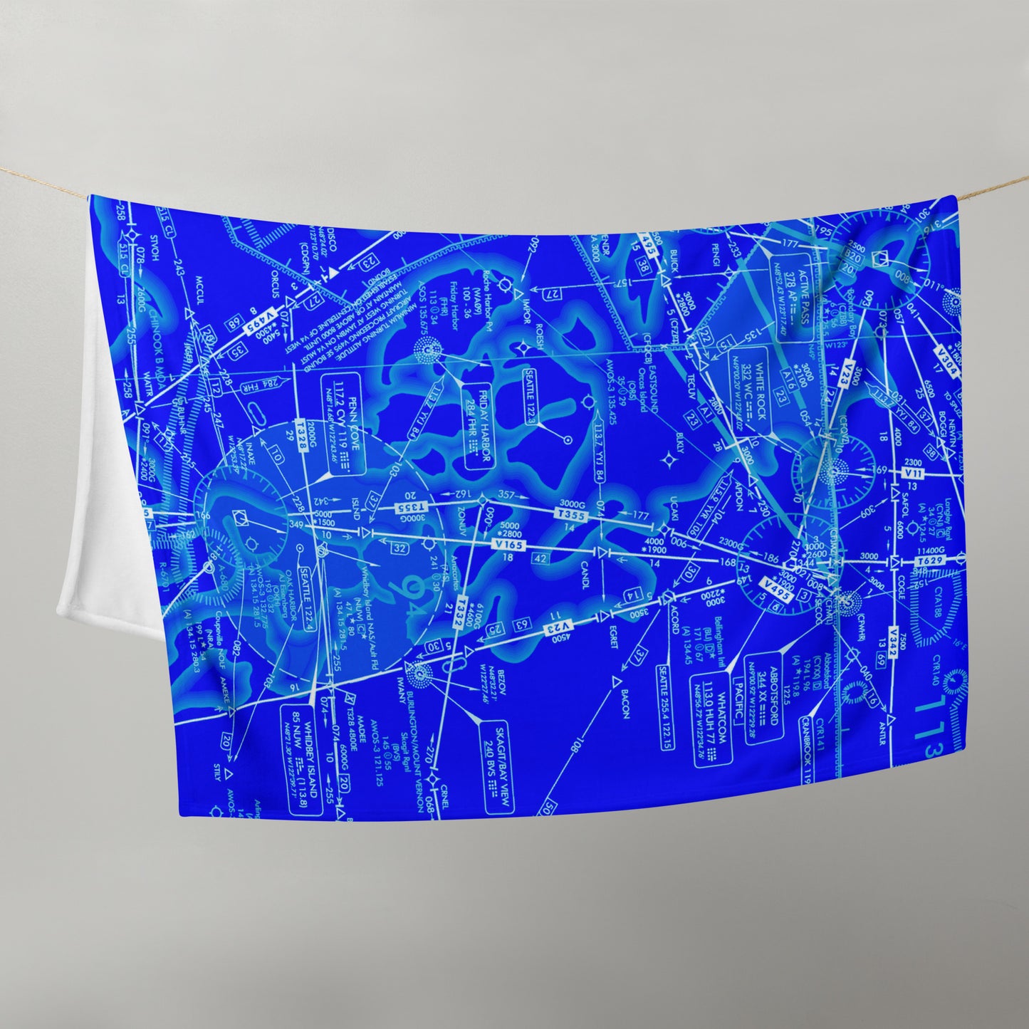 Aeronautical Chart throw blanket (blue)