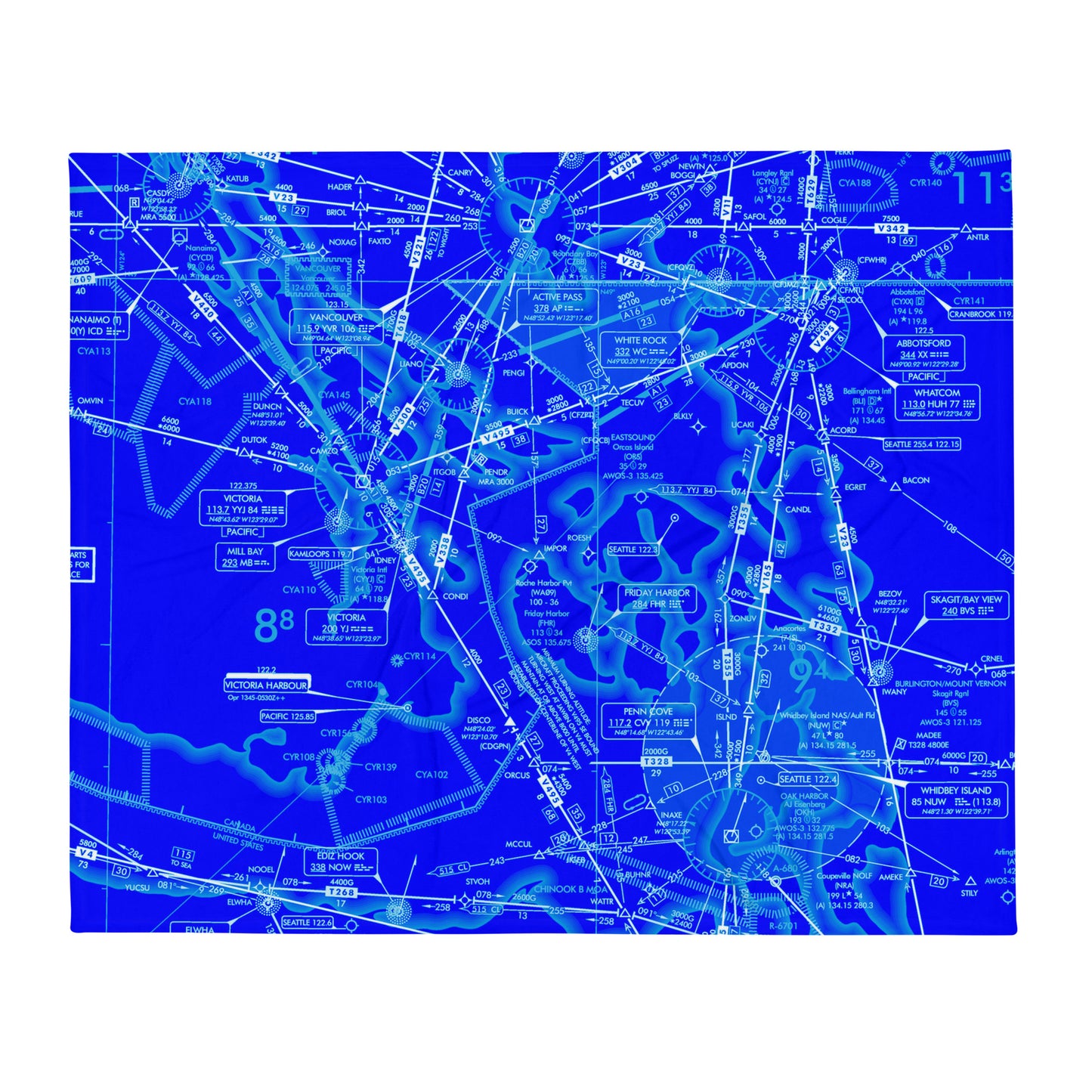 Aeronautical Chart throw blanket (blue)